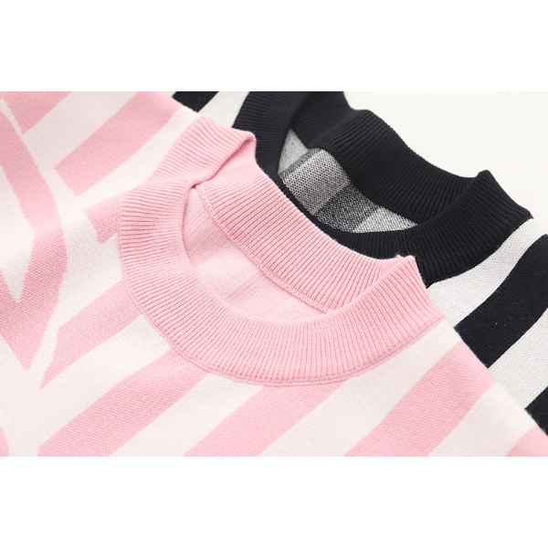 【2color】ストライプ×ゼブラ柄プリントニットトップ Z00215