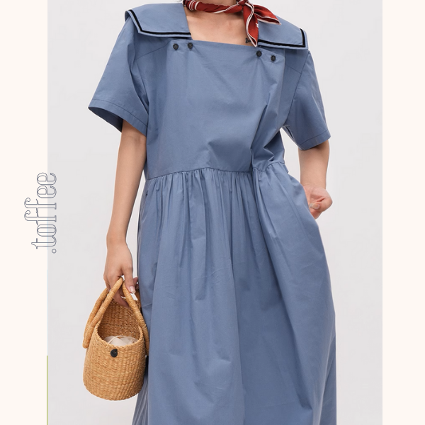 スクエアカラーオーバーサイズマキシワンピース《Z00940》