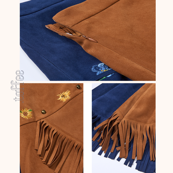 【2color】フリンジ付きアアシンメトリーロングスカート   《Z00664》