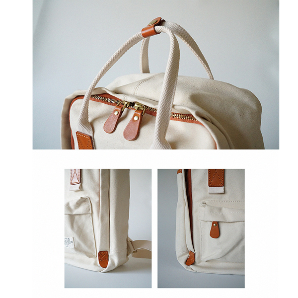 【2color】バイカラーレザーキャンバスバック Z00389