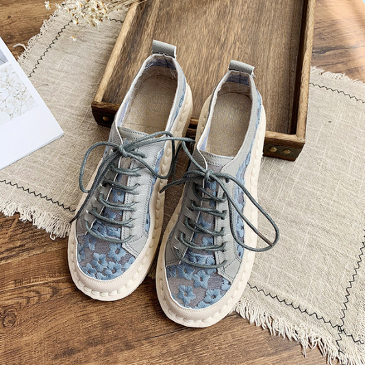 【2color】フラワーエンブロイダリーレトロシューズ AU-131