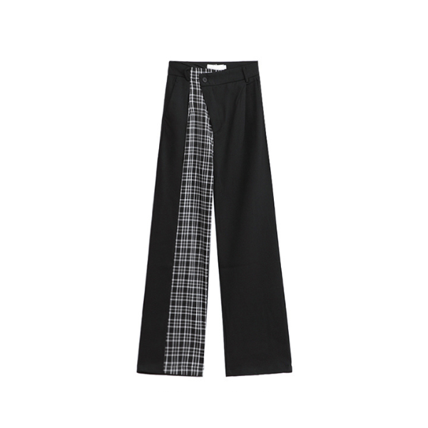 フェイクツーピースストレートパンツ w-004