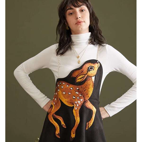 バンビ刺繍サスペンダースカート C0075