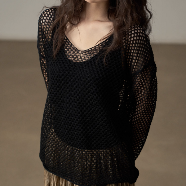 【4color】メッシュオーバーサイズニットトップ《Z00998》