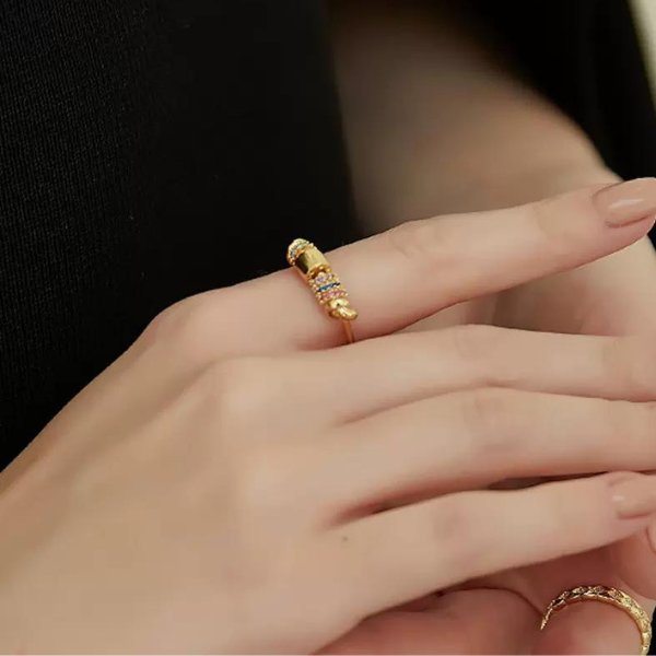 マルチカラーラインストーンエレガントリング AU-076