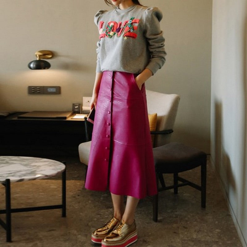 ローズレッドなハイウエストスカート sk0005-1