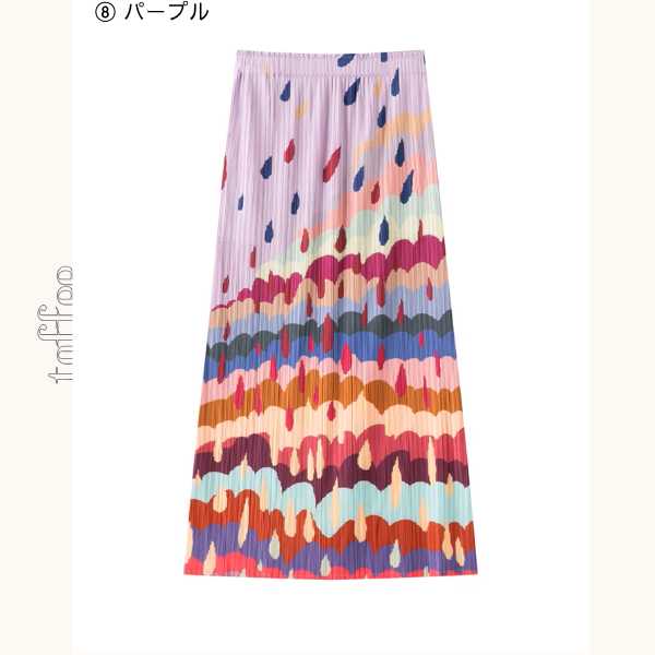 【8pattern】マルチカラーロングプリーツスカート《Z01068》