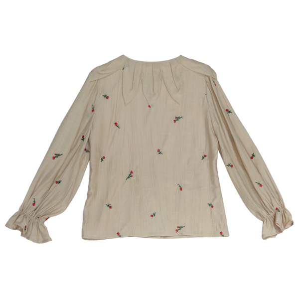 フラワーエンブロイダリーボウタイブラウス w-169