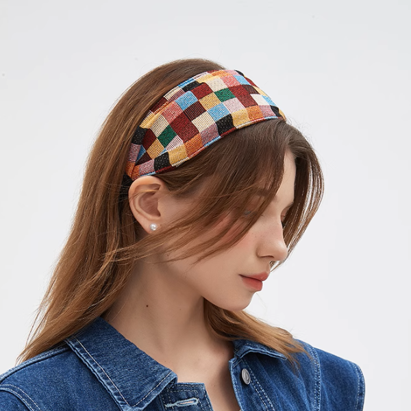 カラフルブロックチェックヘアバンド《Z01030》