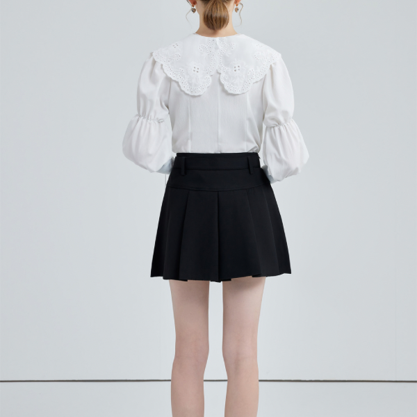 ドールカラーレースアップブラウス w-152