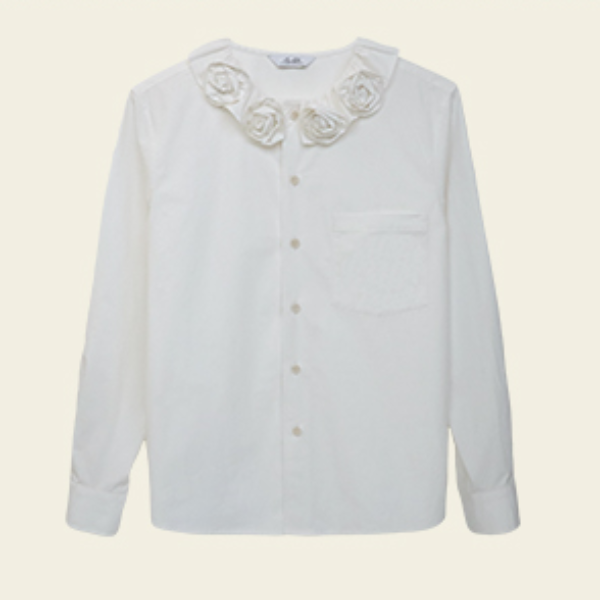 立体ローズ装飾ホワイトブラウス 《Z00766》