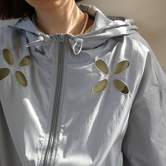 【2color】お花モチーフの中空フードジャケット Z00353