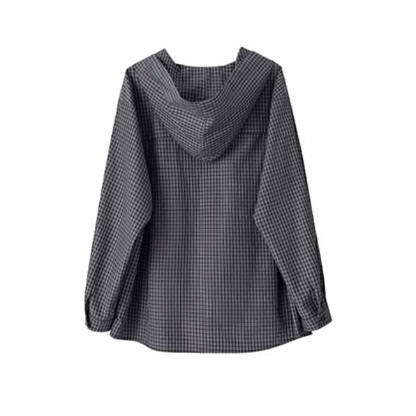 【2color】チェック柄フーディーシャツ《Z00978》