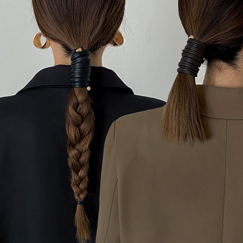 自由自在なレザー風ヘアアクセ  ac0002