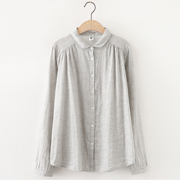 【4color】フォルムにこだわりシンプルコットンシャツ AU-116