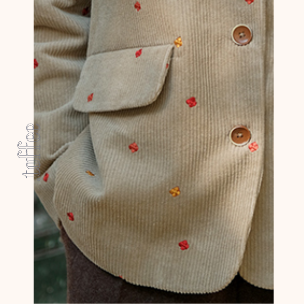 小花刺繍コーデュロイテーラードジャケット 《Z00708》