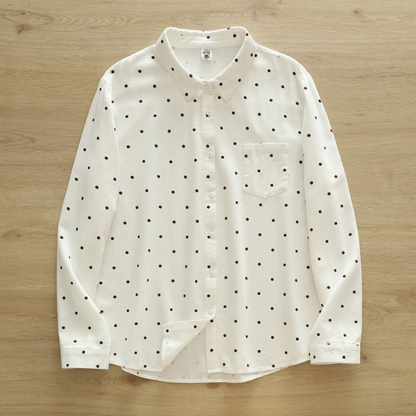 【6color】ドット柄ポロカラーボタンダウンシャツ 《Z00725》