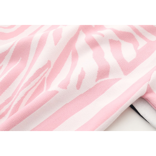 【2color】ストライプ×ゼブラ柄プリントニットトップ Z00215