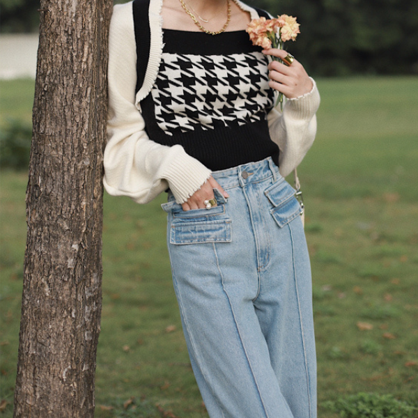 クロップドワイドデニム w-150