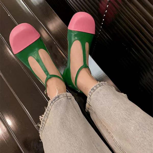 【4color】メリージェーンバイカラーレザーシューズ Z00236