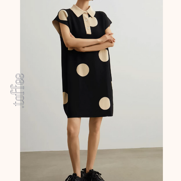 ラージドットフレンチスリーブミニワンピース《Z00943》