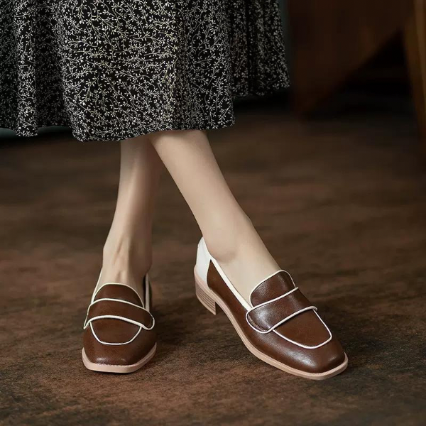 【2color】スクエアトゥコントラストシューズ AU-286