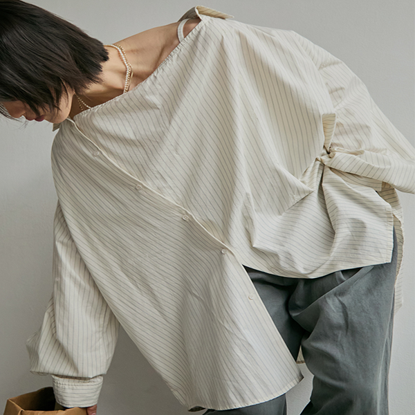 ストライプ柄オーバーサイズ2wayシャツ 《Z00811》