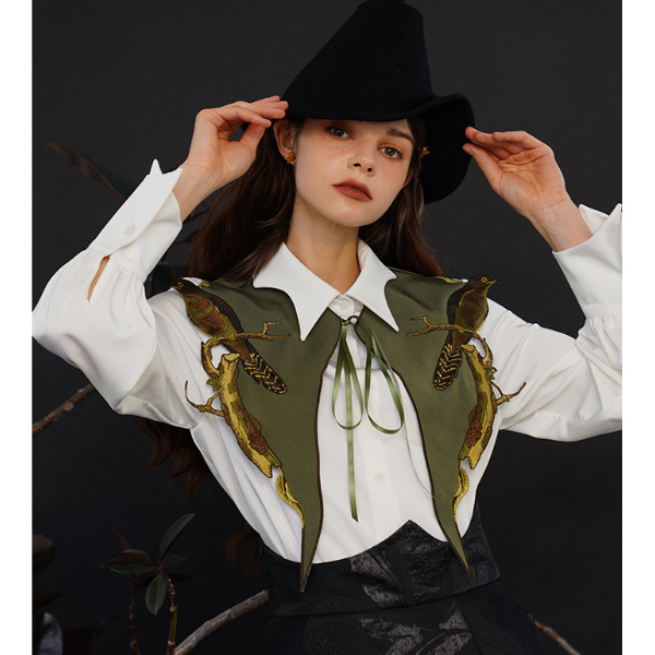 バードエンブロイダリーショール w-061