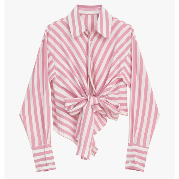 フロントストラップストライプシャツ X-255