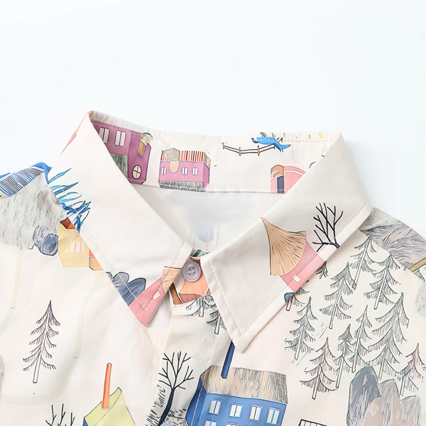 パッチポケット付きイラストプリントシャツ《Z00913》