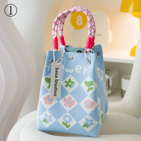 【20pattern】マルチカラースクエアトートバッグ《Z00892》