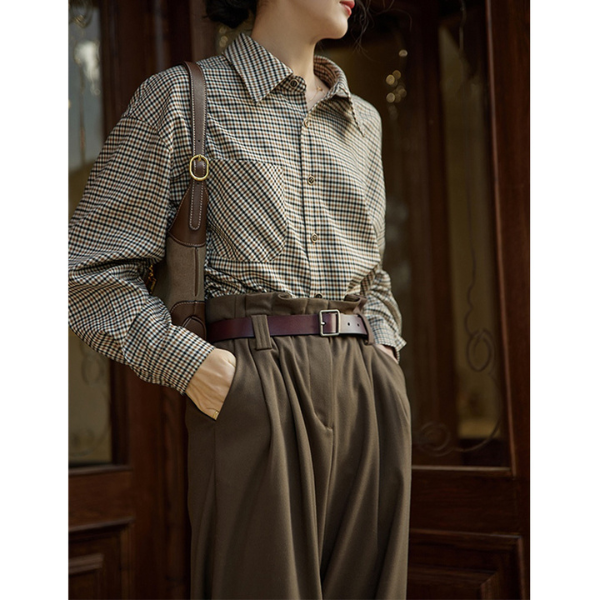 【2color】フレンチレトログレンチェックシャツ AU-184