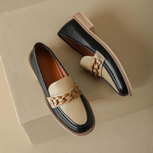 コントラストカラーアッパーチェーンローファー AU-121