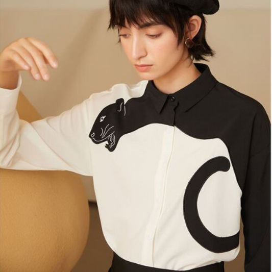 レオパード刺繍ブラウス C0060