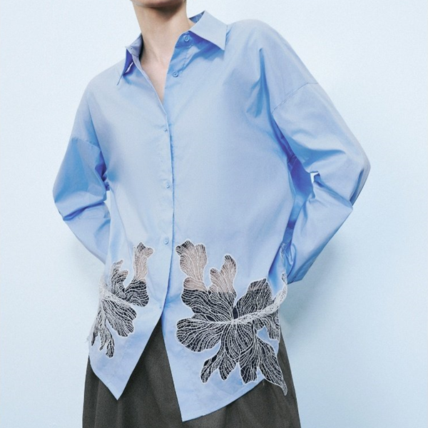 ボタニカルメッシュブルーシャツ Z00541