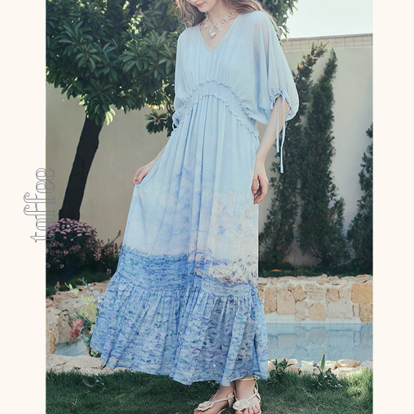 ロングティアードマキシワンピース《Z00969》