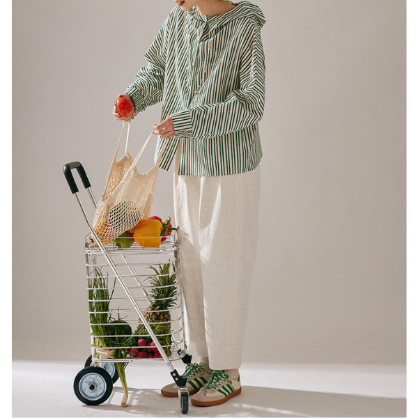 【2color】フード付きオーバーサイズストライプシャツ Z00130