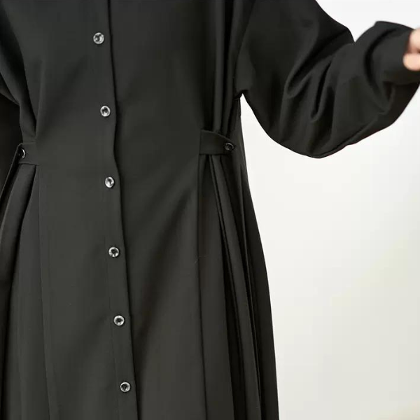 【2color】サイドプリーツフレアワンピース w-058