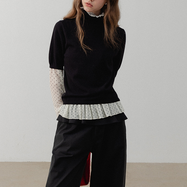 シースルードット柄ペプラムブラウス 《Z00715》