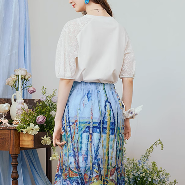 マリンテイストメッシュスリーブトップ《Z00973》