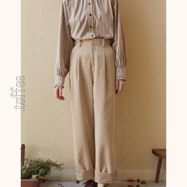 【2color】ハイウエストコーデュロイパンツ Z00523
