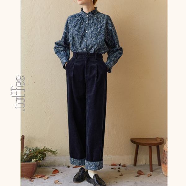 【2color】ハイウエストコーデュロイパンツ Z00523