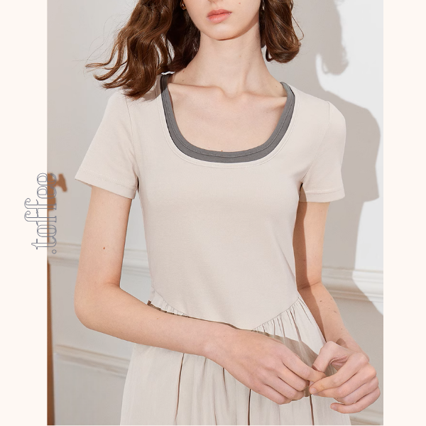 【2color】レイヤード風Uネックマキシワンピース《Z00923》