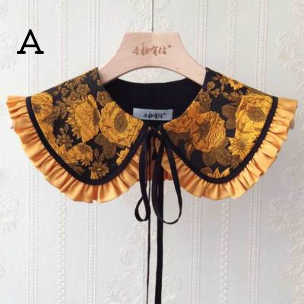 【6pattern】ジャガードフリルつけ襟 X-388