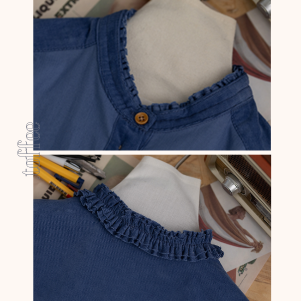 【2color】フリルネックコーデュロイブラウス 《Z00645》