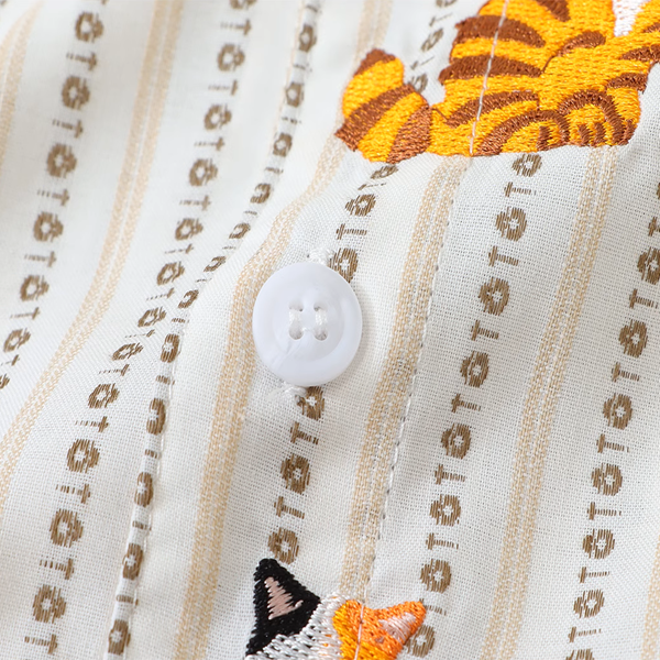 カラフル猫ちゃん刺繍入りショートスリーブシャツ《Z00909》