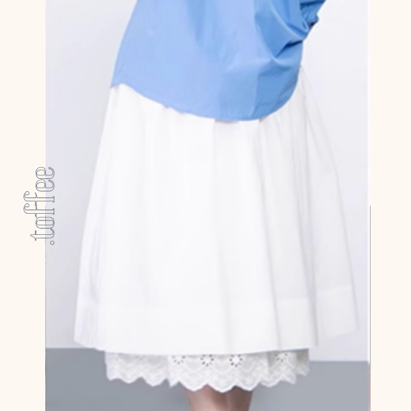 【2color】レースヘムAラインロングスカート《Z00988》