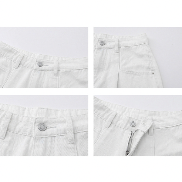 タック入りホワイトストレートデニム X-294