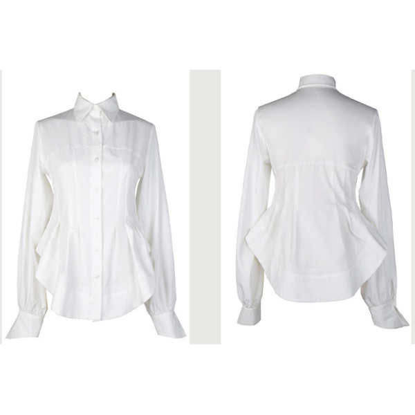 ウエストスクイーズラウンドヘムシャツ AU-413