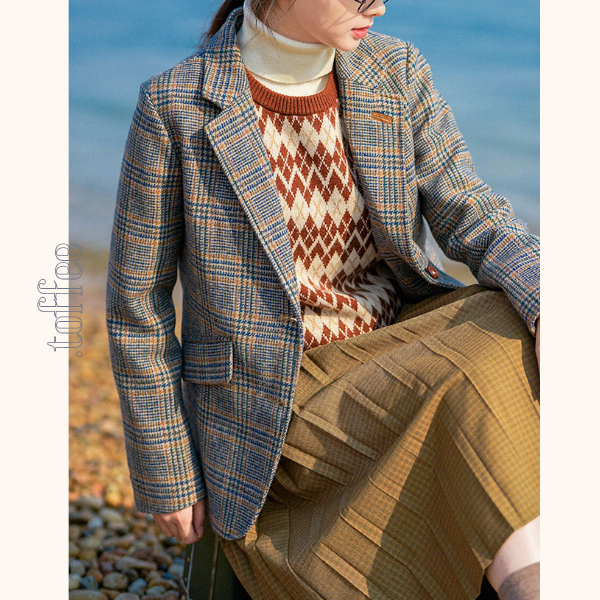 グレンチェック柄 テーラードジャケット 《Z00769》